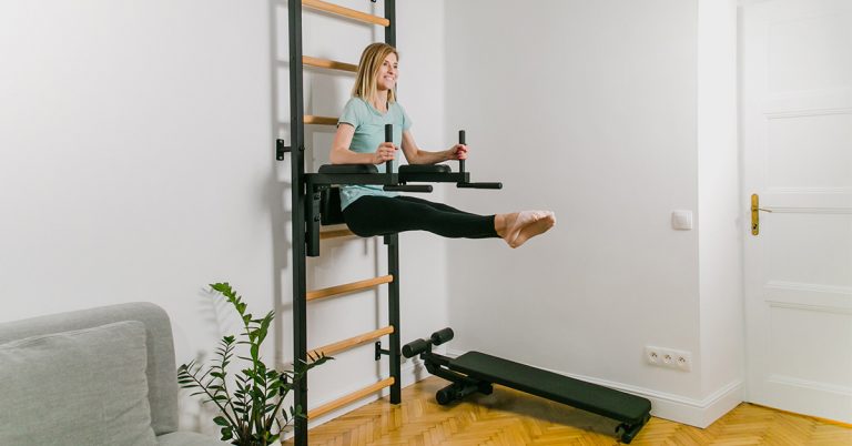 Exercise at home on a gymnastic wall bars – an idea for training