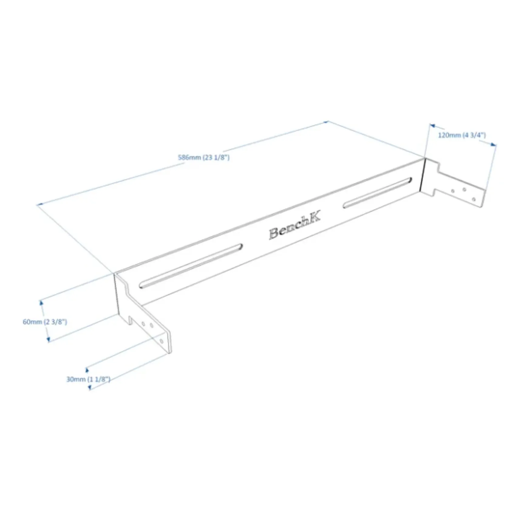 Dimensions for Wall holder BenchK WH1 for wooden wall bars