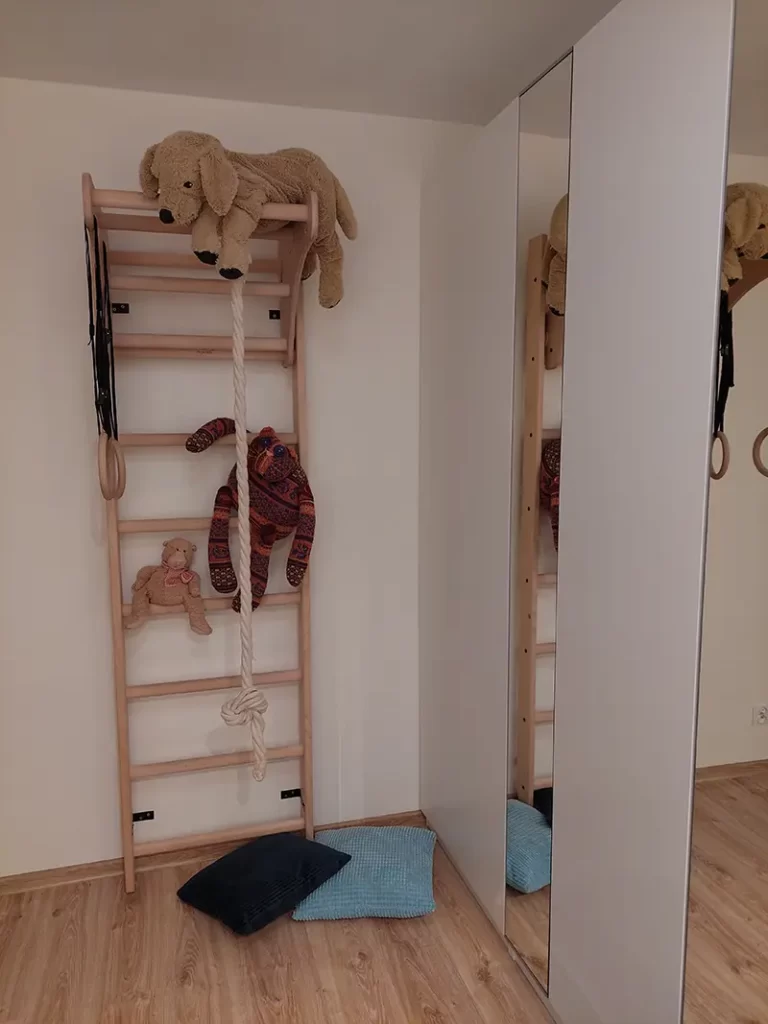 Rehabilitation wall bars at home for a child and an adult